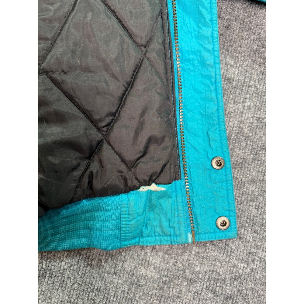 Vintage San Jose Sharks Jacket Mens Medium Teal Competitor 90s NHL Puffer Hooded - Picture 10 of 14